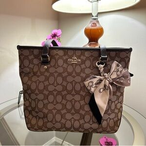 Coach Brown and Black Signature Tote